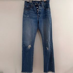 Levi 501 jeans frayed ends